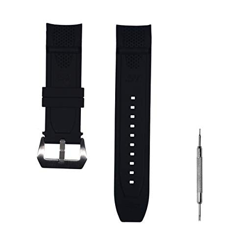 CACA for Invicta S1 Rally Replacement Rubber Silicone Watch Band Watch Strap with Stainless Steel Buckle - Black Invicta Watch Strap