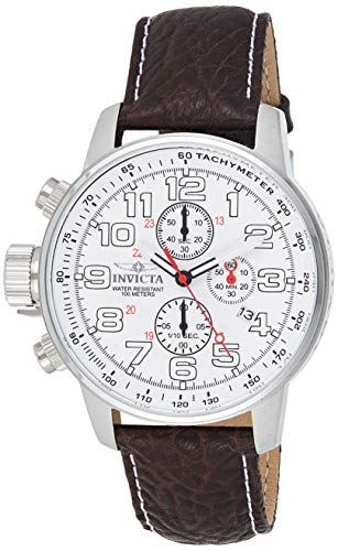 Invicta Men's 2771 "Force Collection" Stainless Steel Left-Handed Watch with Brown Leather Band