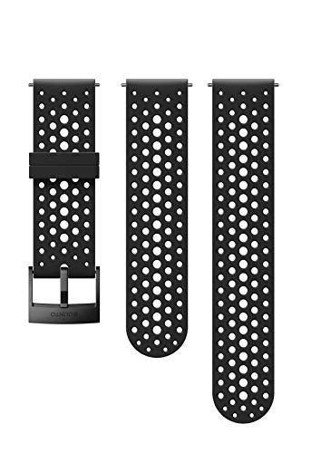 Suunto SS050225000 Original Watch Strap for All Suunto Spartan Sport WRH and Suunto 9 Watches, Silicone, Length: 22.9 cm, Width: 24 mm, Includes Pins for Attaching the Strap, Black/Black