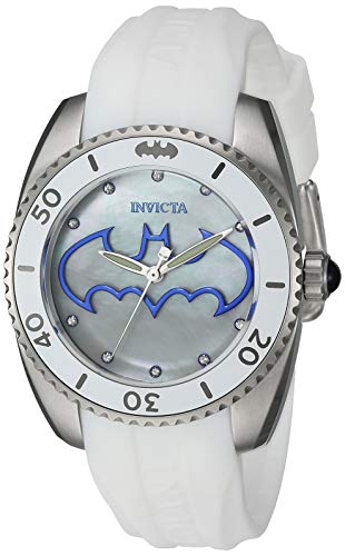 Invicta Women's DC Comics Stainless Steel Quartz Watch with Silicone Strap, White, 19.1 (Model: 29299)