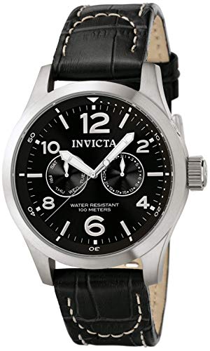 Invicta II Men's 0764 Stainless Steel Watch with Black Leather Band