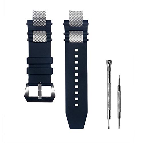 CACA for Invicta Subaqua Noma III - Soft and Durable Rubber Silicone Replacement Watch Band/Strap with Meatal Inserts and Buckle - Black Invicta Watch Strap