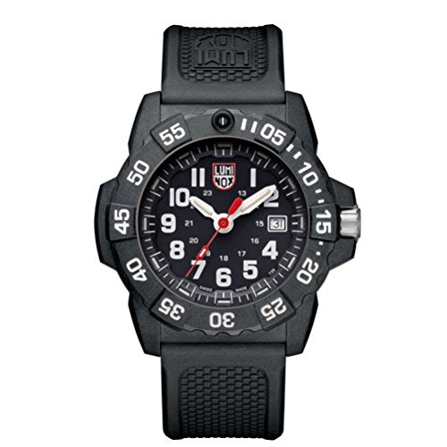 Luminox Navy Seal Mens Watch Black Dial (XS.3501/3500 Series): 200 Meter Waterproof + Light Weight Carbon Case and Band + Constant Night Visibility