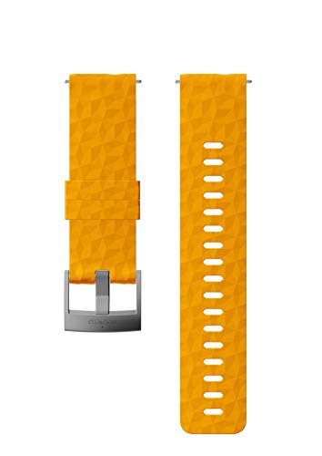 Suunto SS050012000 Original Watch Strap for All Suunto Spartan Sport Wrist HR Watches, Silicone, Length: 22.3 cm, Width: 24 mm, Includes Pins for Attaching the Strap, Yellow (Amber)/Silver
