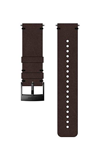 Suunto SS050232000 Original Watch Strap for All Suunto Spartan Sport WRH and Suunto 9 Watches, Leather, Length: 22.7 cm, Width: 24 mm, Includes Pins for Attaching the Strap, Brown/Black