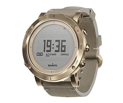 Suunto Mens Essential Gold Digital Display Quartz Watch, Ivory Leather Band, Round 49.1mm Case