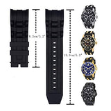 CACA for Invicta Pro Diver Watch Replacement Rubber Silicone Band/Strap - Black Invicta Watch Bands