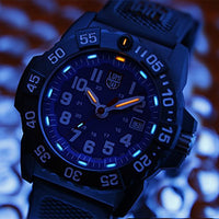 Luminox Navy Seal Mens Watch Blue Dial (XS.3503/3500 Series): 200 Meter Waterproof + Light Weight Carbon Case and Band + Constant Night Visibility