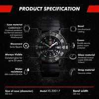 Luminox Wrist Watch Navy Seal Original 3001 - Back - 43mm Mens Watch