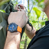 Luminox Navy Seal Mens Watch Blue Display Orange Band (XS.3603/3600 Series): 200 Meter Waterproof + Hardened Mineral Glas + Light Weight Carbon Case