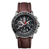 Luminox 9247 Men's Air F-22 Raptor 9240 Black Dial Brown Leather Strap Chrono Dive Watch