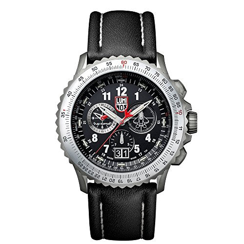 Luminox 9241 Men's Air F-22 Raptor 9240 Black Dial Black Leather Strap Chrono Dive Watch