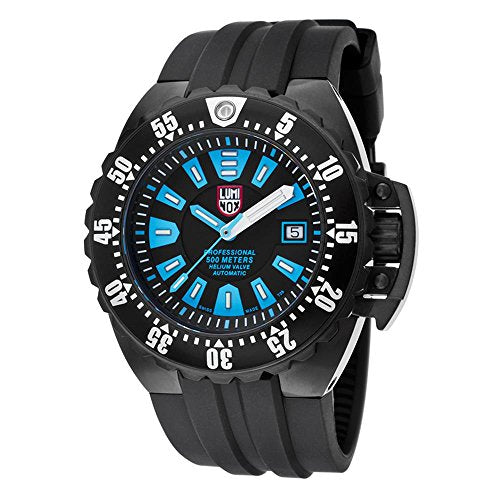 Luminox 1503-S1 Men's Deep Diver 1500 Series Automatic Black Polyurethane Blue Accents Watch