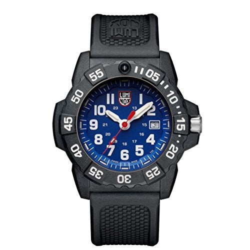 Luminox Navy Seal Mens Watch Blue Dial (XS.3503/3500 Series): 200 Meter Waterproof + Light Weight Carbon Case and Band + Constant Night Visibility