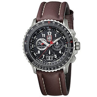 Luminox 9247 Men's Air F-22 Raptor 9240 Black Dial Brown Leather Strap Chrono Dive Watch