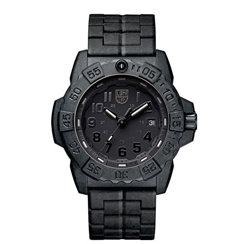 Luminox Navy Seal Mens Watch Black Out (XS.3502.BO / 3500 Series): 200 Meter Waterproof + Light Weight Carbon Case and Band + Constant Night Visibility