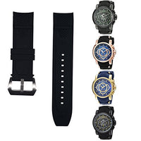 CACA for Invicta S1 Rally Replacement Rubber Silicone Watch Band Watch Strap with Stainless Steel Buckle - Black Invicta Watch Strap