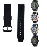 CACA for Invicta S1 Rally Replacement Rubber Silicone Watch Band Watch Strap with Stainless Steel Buckle - Black Invicta Watch Strap