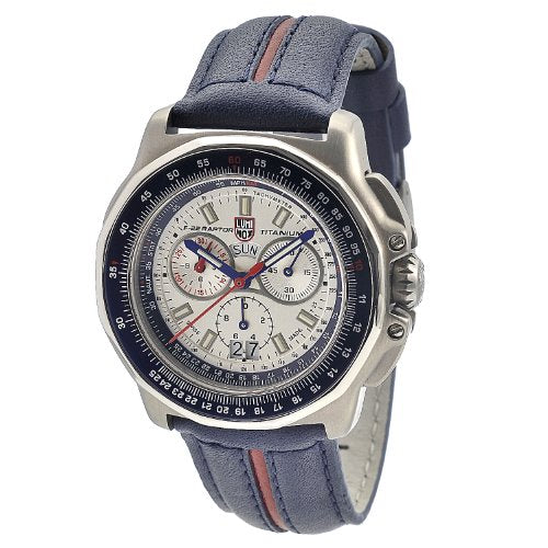 Luminox Men's 9273 F-22 Raptor 9200 Series Analog Quartz Blue with Red Stripe Leather Watch